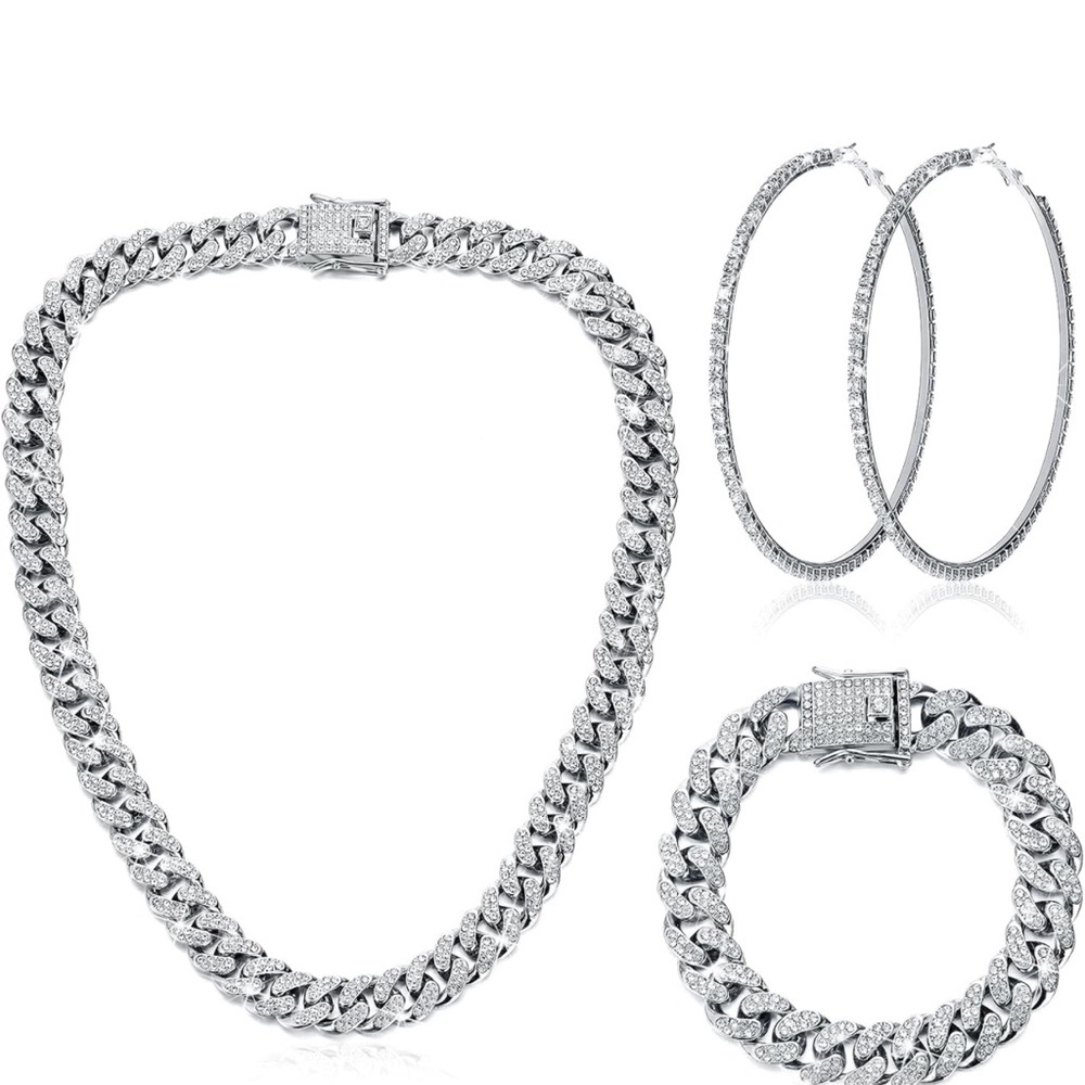 collar brillante, pulsera de cristal grande para mujer